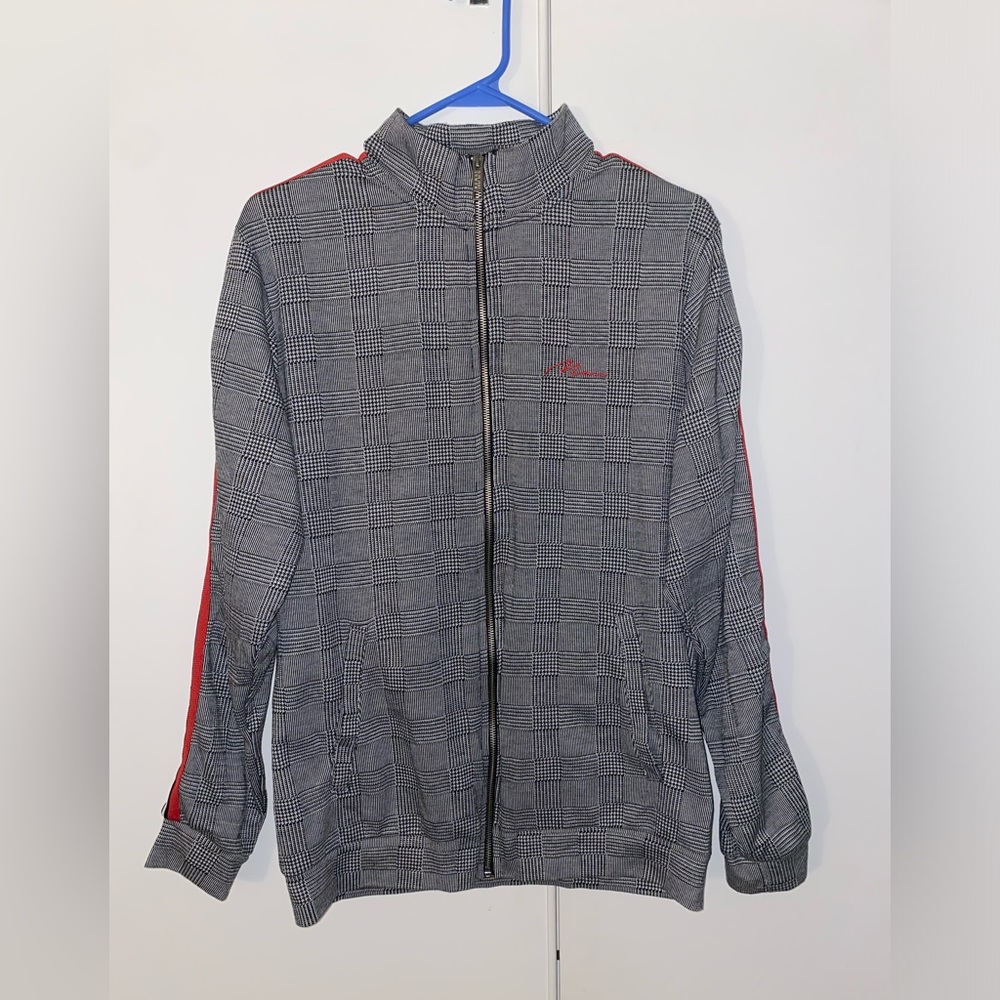 Boohoo Men’s Houndstooth Print Zip Jacket